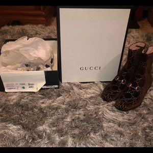 Gucci Horsebit GG Velvet Boot with Crystals